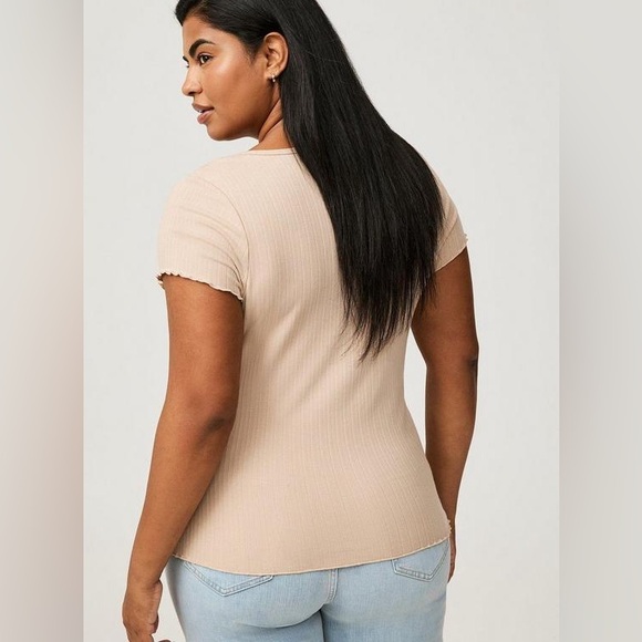 Torrid Taupe Ribbed Knit Top - Picture 7 of 8